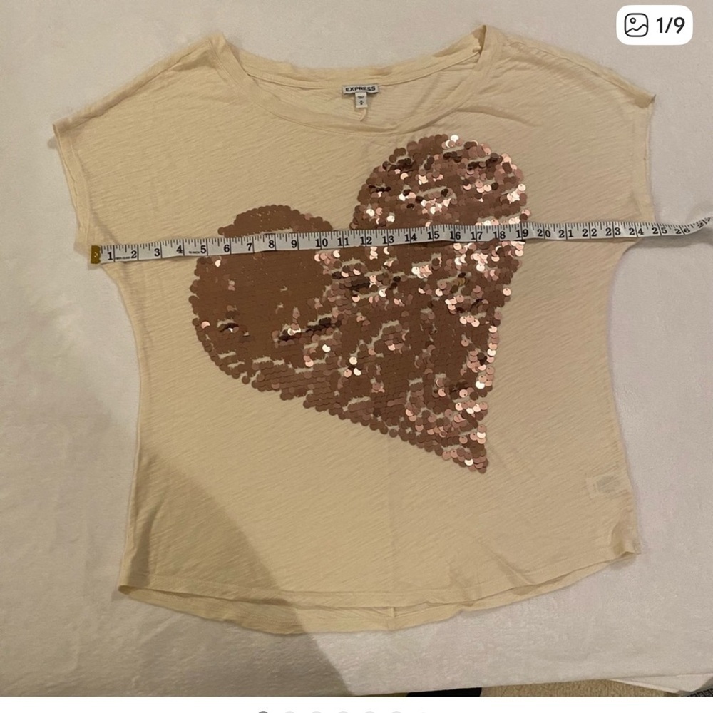 Express Cream Sequin Heart Skirt